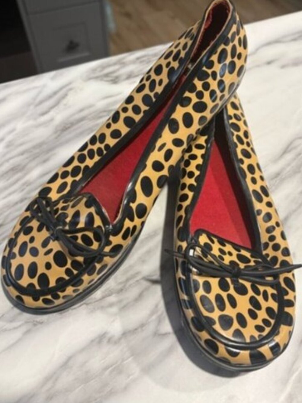 Kate Spade New York Leopard Print Rubber Rain Loafers - Size 7 - Like New!